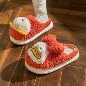 Chic Cartoon Duck Plush Slippers - Modakawa Modakawa