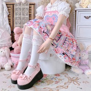 Bow Knot Chain Lolita Mary Janes Shoes - Modakawa modakawa