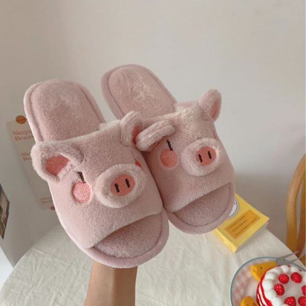 Cute Cartoon Piggy Plush Slippers - Modakawa Modakawa