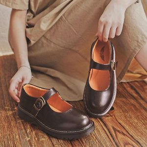 Strap Buckle Platform Round Toe Lolita Mary Janes Shoes - Modakawa Modakawa