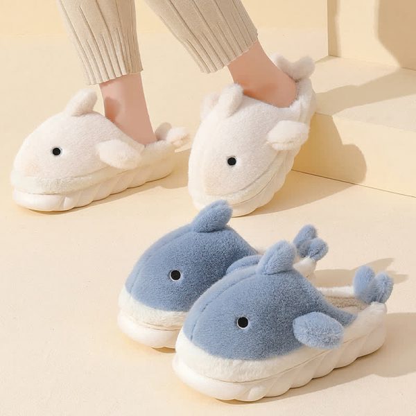 Girlfriend Boyfriend Cartoon Whale Plush Slippers - Modakawa modakawa