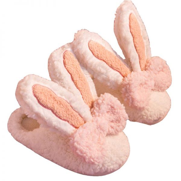 Rabbit Ears Bow Knot Plush Slippers - Modakawa modakawa