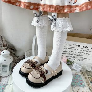 Bow Knot Button Bear Platform Lolita Shoes - Modakawa modakawa