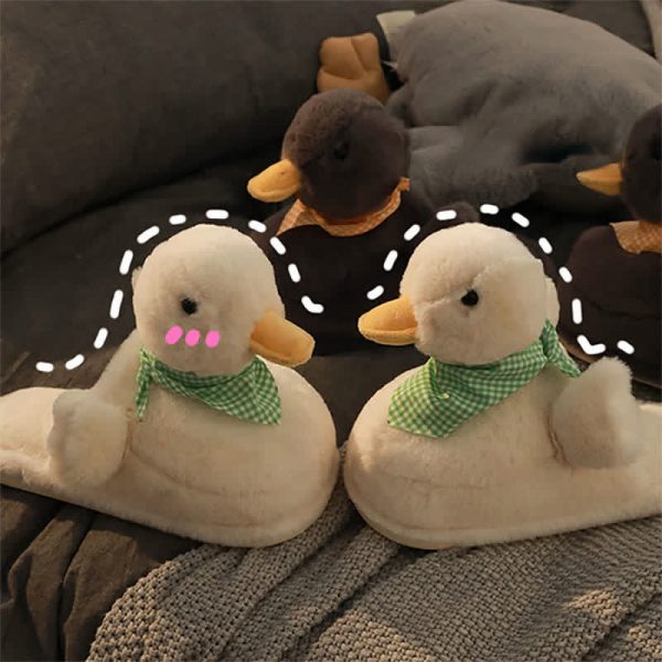 Cute Cartoon Scarf Duck Plush Slippers - Modakawa Modakawa