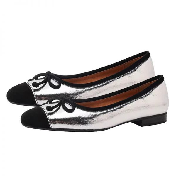 Sqaure Toe Bowknot Colorblock Mary Janes Flats Shoes - Modakawa modakawa