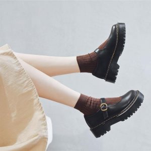 Strap Buckle Platform Round Toe Lolita Mary Janes Shoes - Modakawa Modakawa