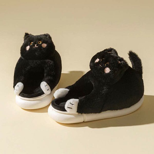 Lovely Cartoon Kitty Plush Slippers - Modakawa Modakawa