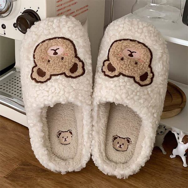 Cute Cartoon Bear Plush Slippers - Modakawa Modakawa