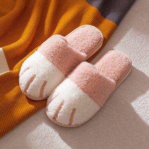 Girlfriend Boyfriend Cartoon Kitty Paw Plush Slippers - Modakawa modakawa