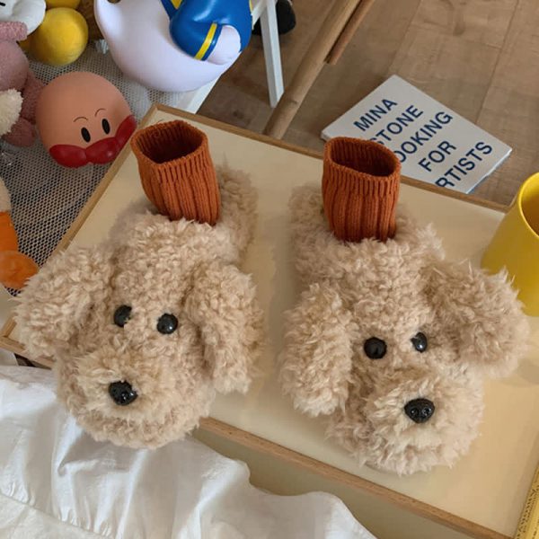 Cute Cartoon Puppy Long Ears Plush Slippers - Modakawa Modakawa