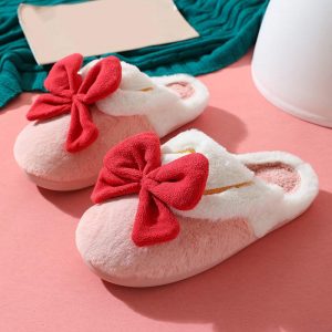 Cute Bow Knot Plush Slippers - Modakawa modakawa