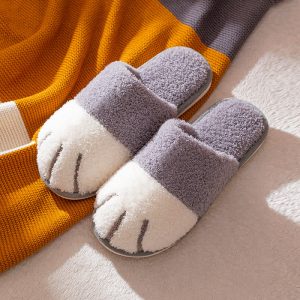 Girlfriend Boyfriend Cartoon Kitty Paw Plush Slippers - Modakawa modakawa