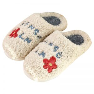 Flower Letters Plush Slippers - Modakawa Modakawa