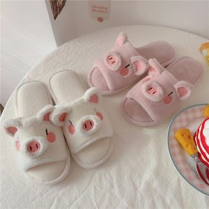 Cute Cartoon Piggy Plush Slippers - Modakawa Modakawa