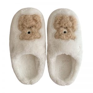 Lovely Cartoon Bear Letter V Plush Slippers - Modakawa Modakawa