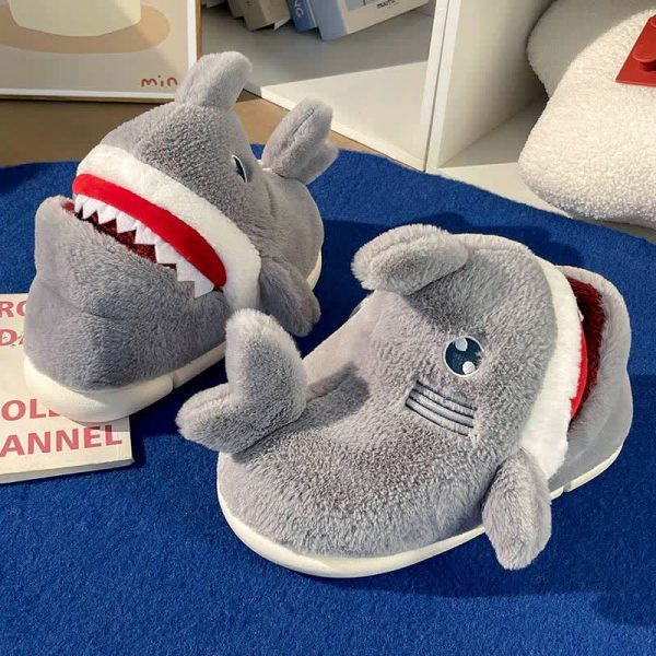 Cute Cartoon Shark Plush Slippers - Modakawa Modakawa