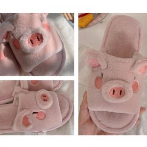 Cute Cartoon Piggy Plush Slippers - Modakawa Modakawa