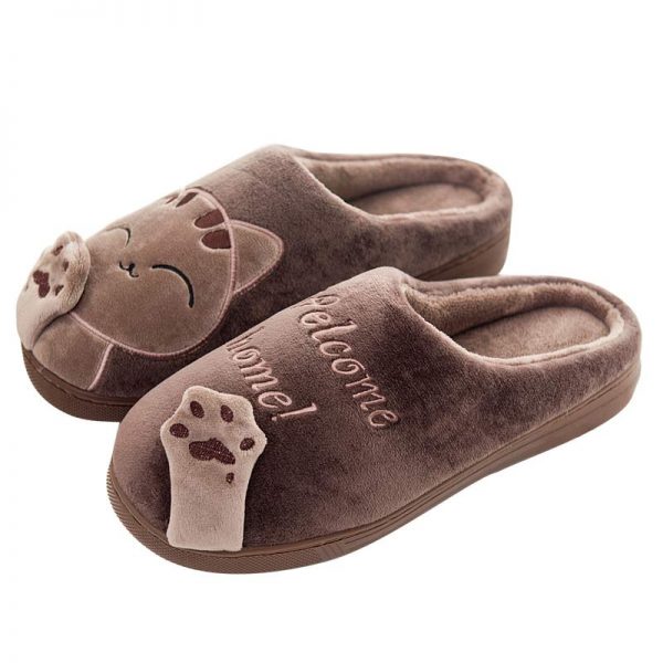 Cat Letters Antlers Plush Slippers - Modakawa Modakawa