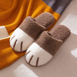 Girlfriend Boyfriend Cartoon Kitty Paw Plush Slippers - Modakawa modakawa