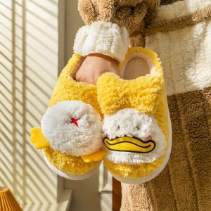 Chic Cartoon Duck Plush Slippers - Modakawa Modakawa