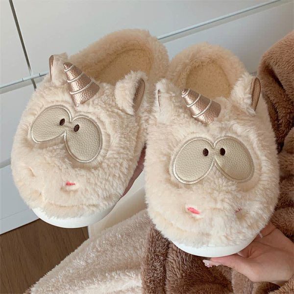 Cute Cartoon Unicorn Plush Slippers - Modakawa Modakawa