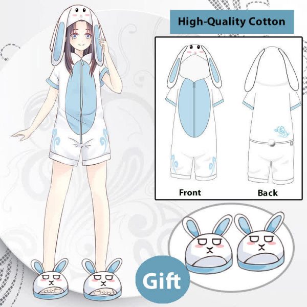 Cute Cartoon One-Piece Jumpsuit Pajamas With Slippers - Modakawa Modakawa