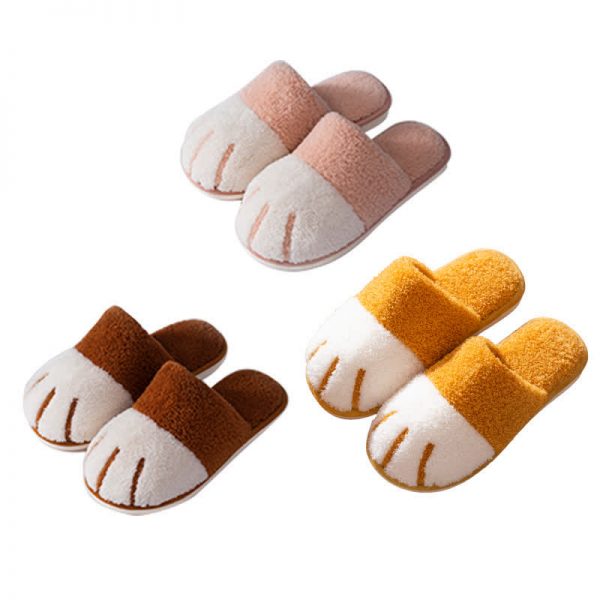 Girlfriend Boyfriend Cartoon Kitty Paw Plush Slippers - Modakawa modakawa