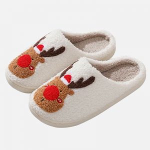 Lovely Christmas Reindeer Plush Slippers - Modakawa Modakawa