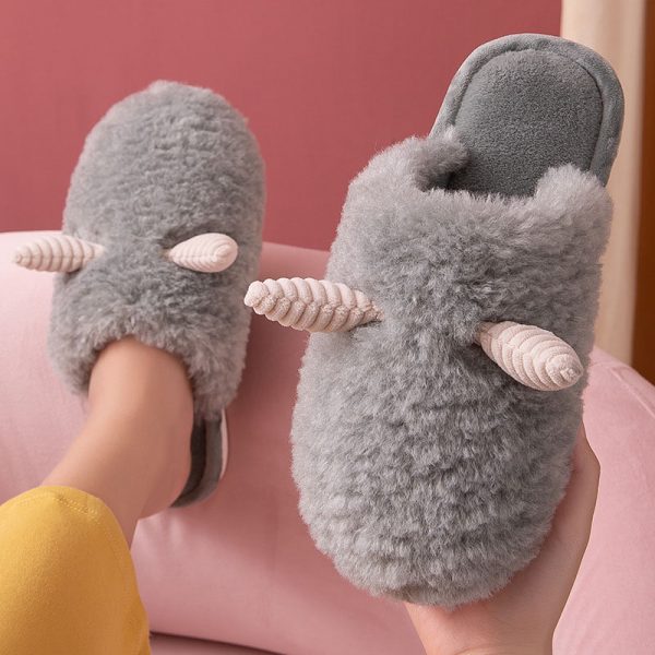 Sheep Horns Plush Slippers - Modakawa Modakawa