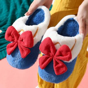 Cute Bow Knot Plush Slippers - Modakawa modakawa