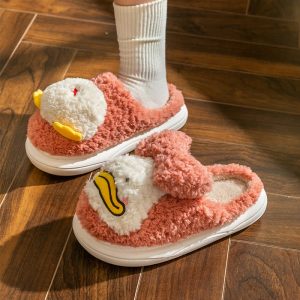 Chic Cartoon Duck Plush Slippers - Modakawa Modakawa